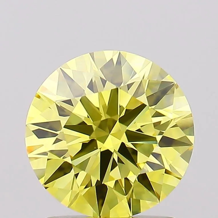 1.60ct Round Lab Grown Diamond (Colour Fancy Vivid Yellow, Clarity VVS2, Cut ID, IGI Certified)