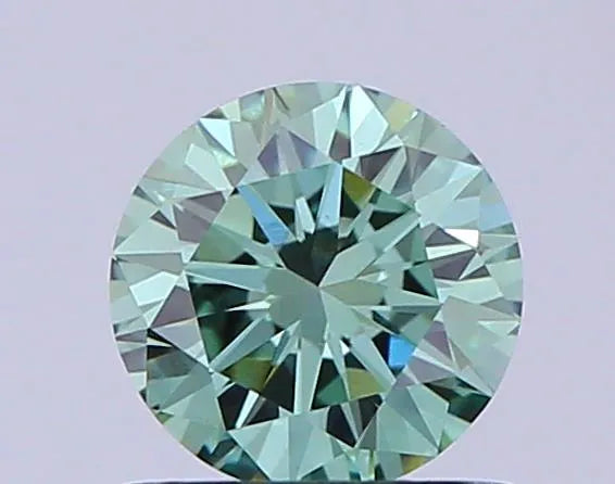 0.69ct Round Lab Grown Diamond (Colour Fancy Vivid Green, Clarity VVS2, Cut EX, IGI Certified)