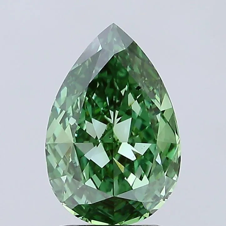 1.96ct Pear Lab Grown Diamond (Colour Fancy Vivid Green, Clarity VS2, IGI Certified)