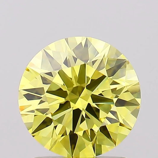 1.60ct Round Lab Grown Diamond (Colour Fancy Vivid Yellow, Clarity VVS2, Cut ID, IGI Certified)