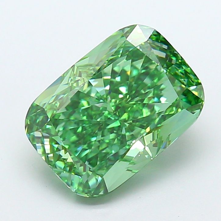 Cushion modified 3.82ct Fancy Vivid Green VVS2 IGI #LG786691132