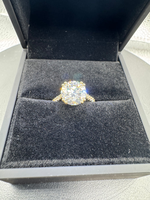 Round Brilliant 3.50CT E/VVS2 Ideal Cut Lab-Grown Diamond Ring in 14K Yellow Gold – Size 6