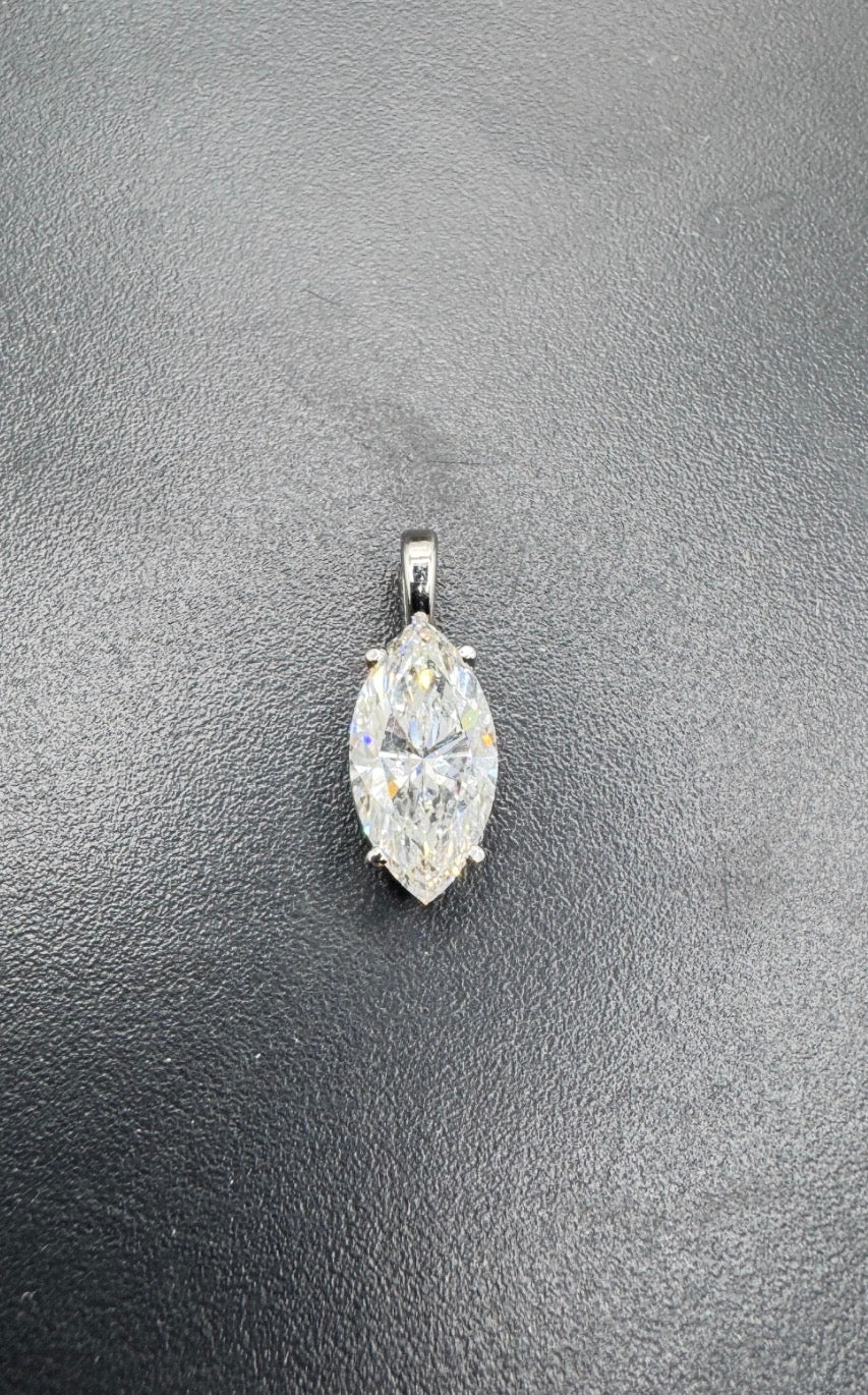 14K White Gold Marquise 3.01CT E/VVS2 Lab-Grown Diamond Pendant