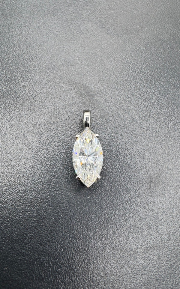 14K White Gold Marquise 3.01CT E/VVS2 Lab-Grown Diamond Pendant