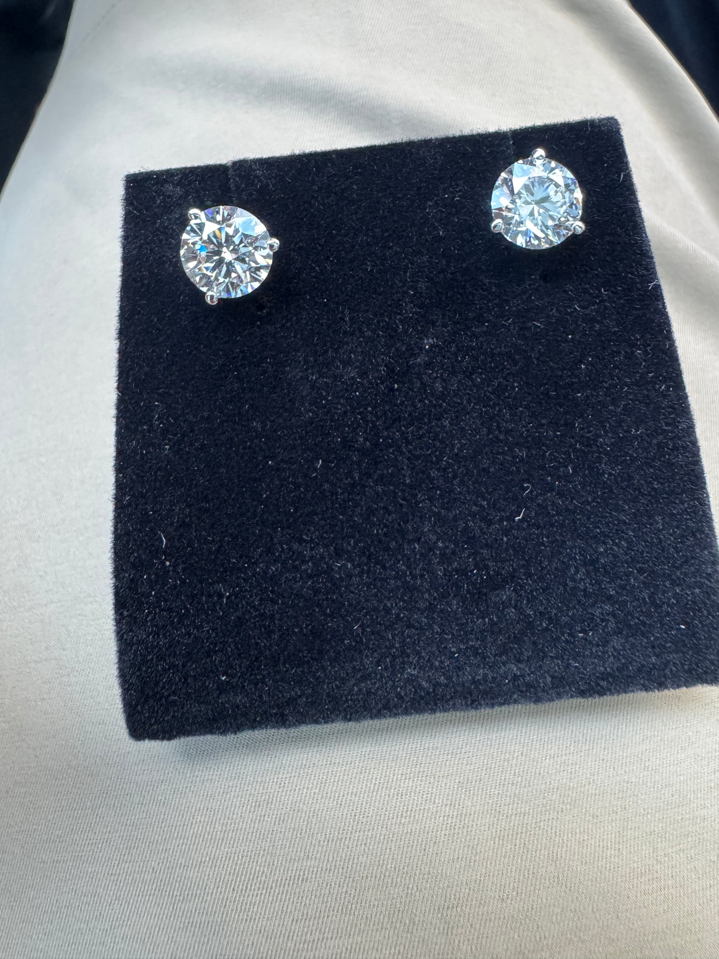 3.86 CTW lab grown D VVS2 14k white gold martini studs