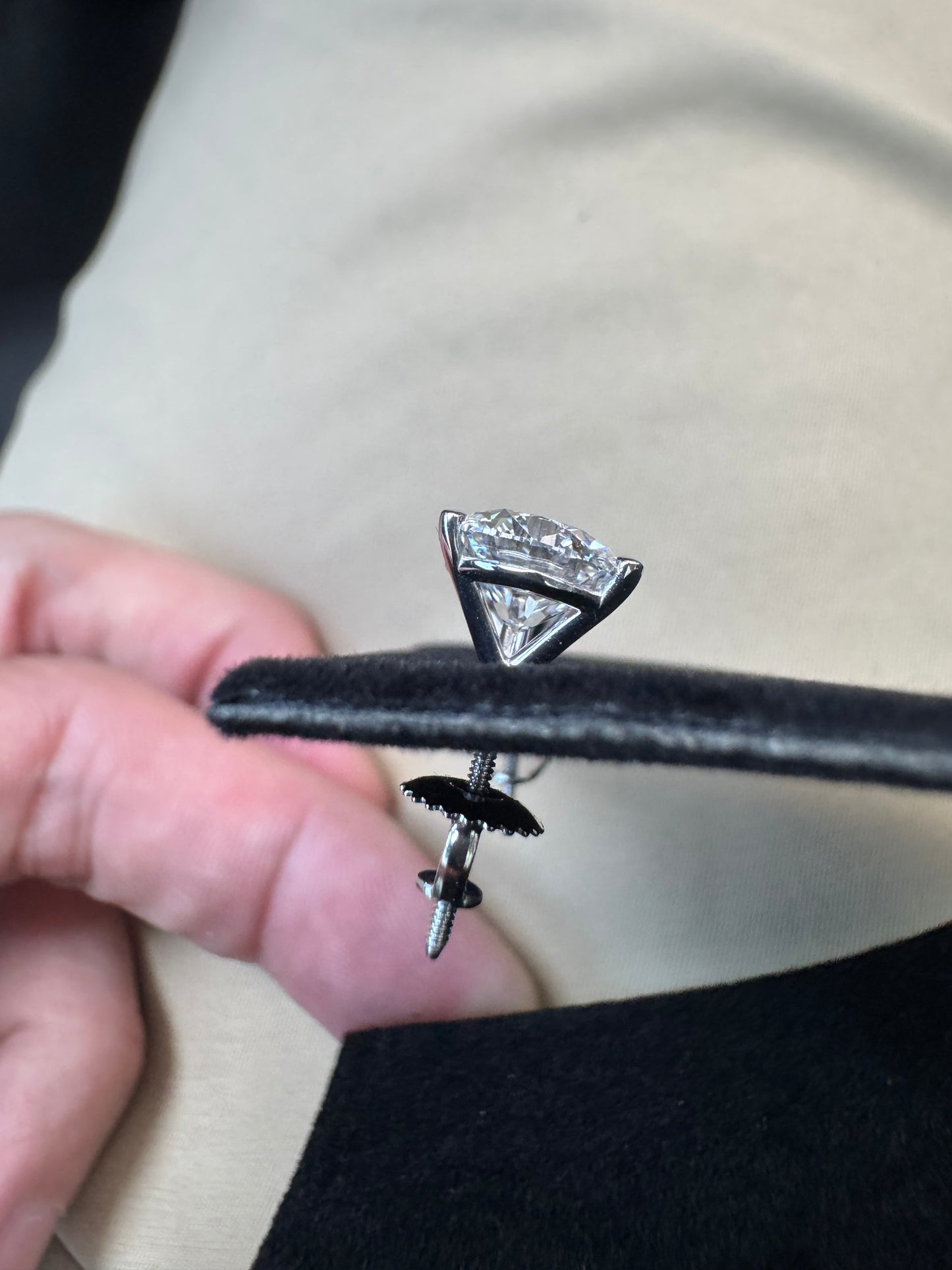 3.86 CTW lab grown D VVS2 14k white gold martini studs