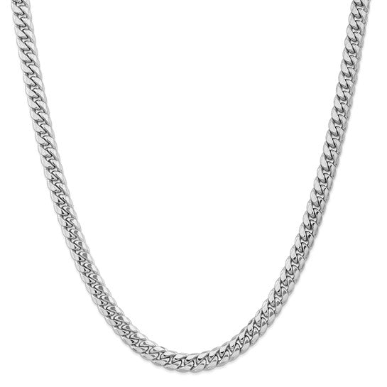 14k White Gold 6.75mm Semi-Solid Miami Cuban Chain Final Sale