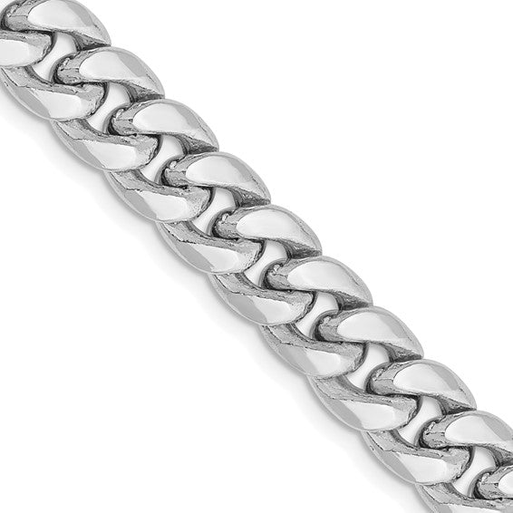14k White Gold 6.75mm Semi-Solid Miami Cuban Chain Final Sale
