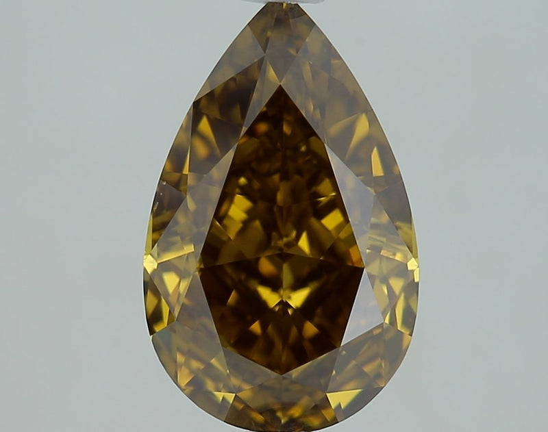 Pear 2.23ct Fancy Dark Brown Greenish Yellow VS2 GIA #1519374027
