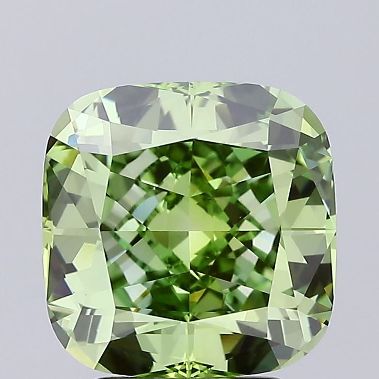 Cushion modified 3.55ct Fancy Vivid Green VS1 IGI #LG758502104